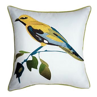 Edie@Home Indoor Outdoor Bold Embroidered Bird Throw Pillow