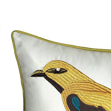 Edie@Home Indoor Outdoor Bold Embroidered Bird Throw Pillow