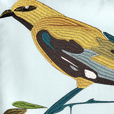 Edie@Home Indoor Outdoor Bold Embroidered Bird Throw Pillow