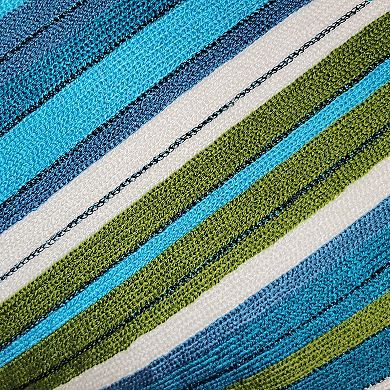 Edie@Home Indoor Outdoor Ombre Bias Crewel Embroidered Stripe Throw Pillow