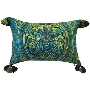 Edie@Home Indoor Outdoor Arabesque Watercolor Paisley Throw Pillow
