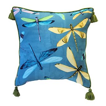 Edie@Home Indoor Outdoor Multi-colored Dragonflies Throw Pillow
