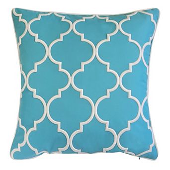 Edie@Home Indoor Outdoor Oversized Embroidered Quartrefoil Throw Pillow