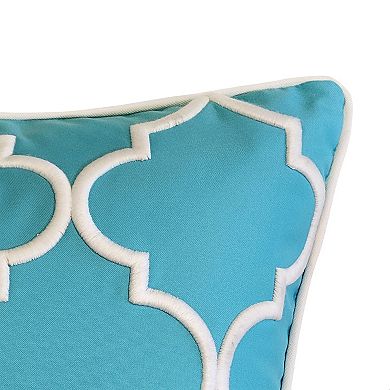 Edie@Home Indoor Outdoor Oversized Embroidered Quartrefoil Throw Pillow