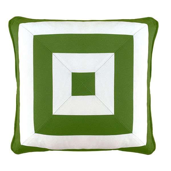 EdieHome Indoor Outdoor Reversible Raffia Mitered Stripe Throw Pillow