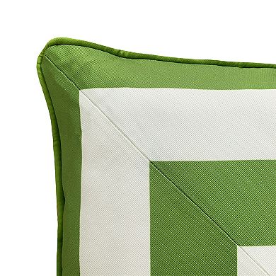 Edie@Home Indoor Outdoor Reversible Raffia Mitered Stripe Throw Pillow