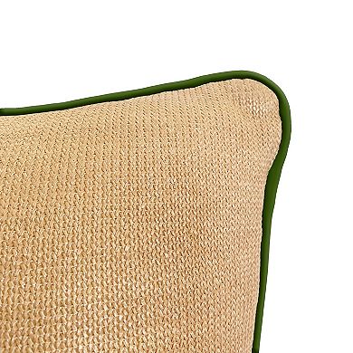 Edie@Home Indoor Outdoor Reversible Raffia Mitered Stripe Throw Pillow