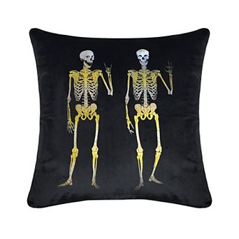 Edie@Home Velvet Rocker Skeletons Throw Pillow