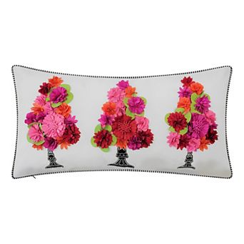 Edie@Home Indoor Outdoor Dimensional Topiary with Embroidered Pots Throw Pillow