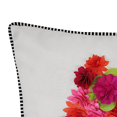 Edie@Home Indoor & Outdoor Dimensional Topiary with Embroidered Pots Throw Pillow