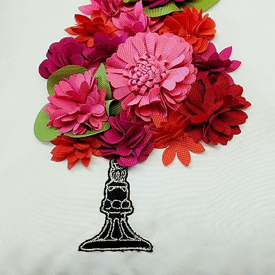 Edie@Home Indoor & Outdoor Dimensional Topiary with Embroidered Pots Throw Pillow