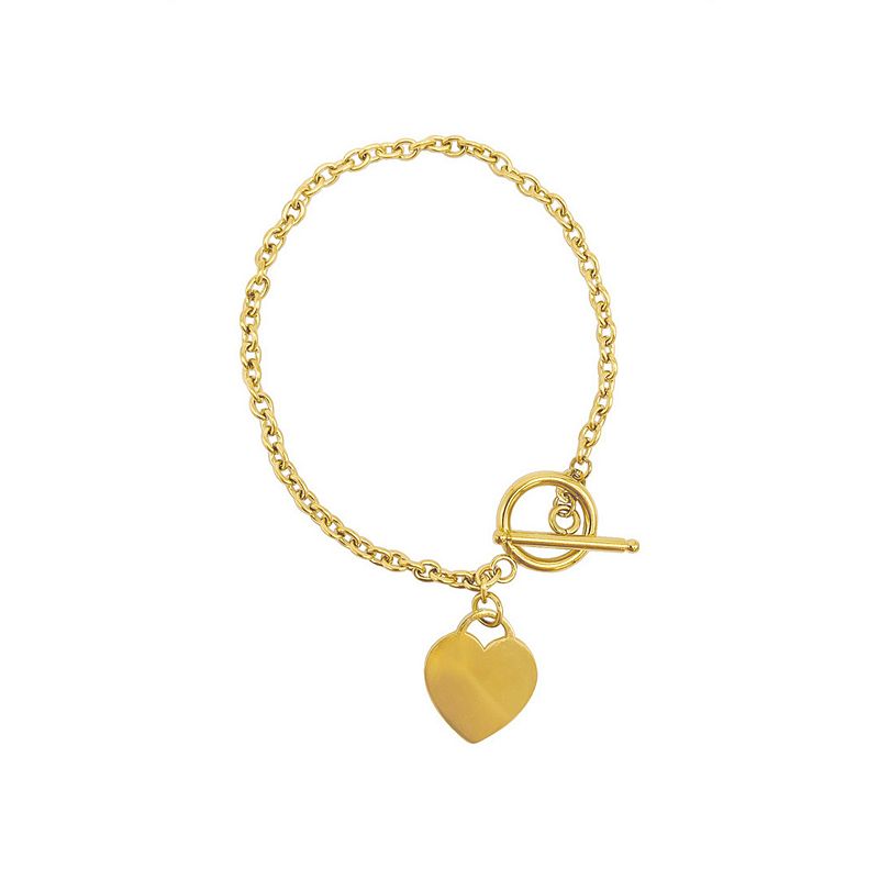 Adornia Stainless Steel Heart Toggle Bracelet, Womens, Gold