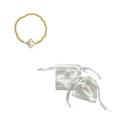 Adornia Brass & Mother of Pearl Flower Ball Bracelet