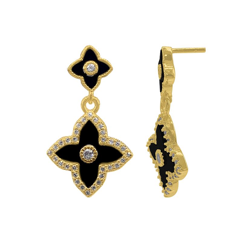 66181595 Adornia Brass Clover Drop Earrings, Womens, Black sku 66181595