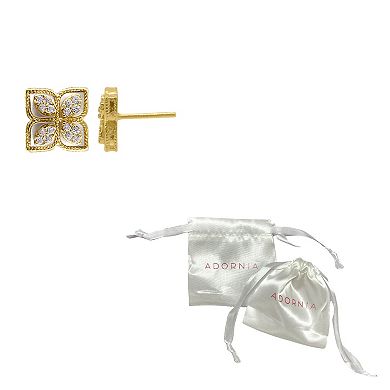 Adornia Reissance Flower Crystal Mother of Pearl Earrings gold