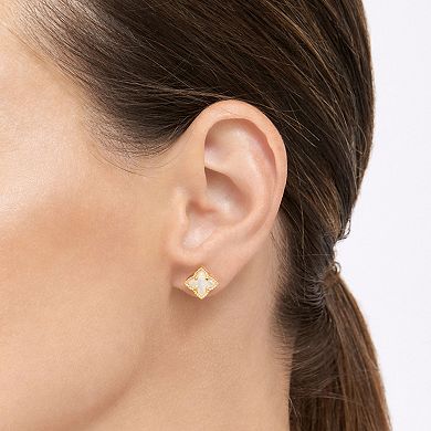Adornia Brass Flower & Mother-of-Pearl Stud Earrings