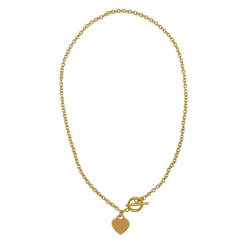 Adornia Stainless Steel Heart Toggle Necklace, Womens, Gold