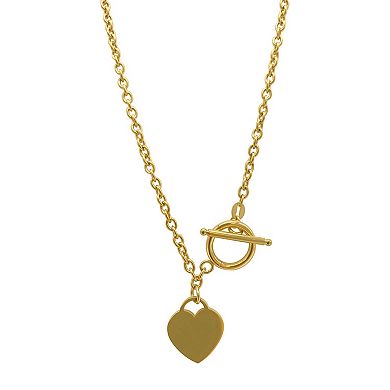 Adornia Stainless Steel Heart Toggle Necklace