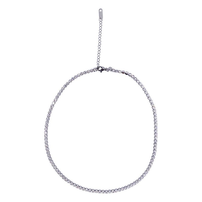 Adornia Silver Stainless Steel Tennis Necklace, Womens, Size: 17