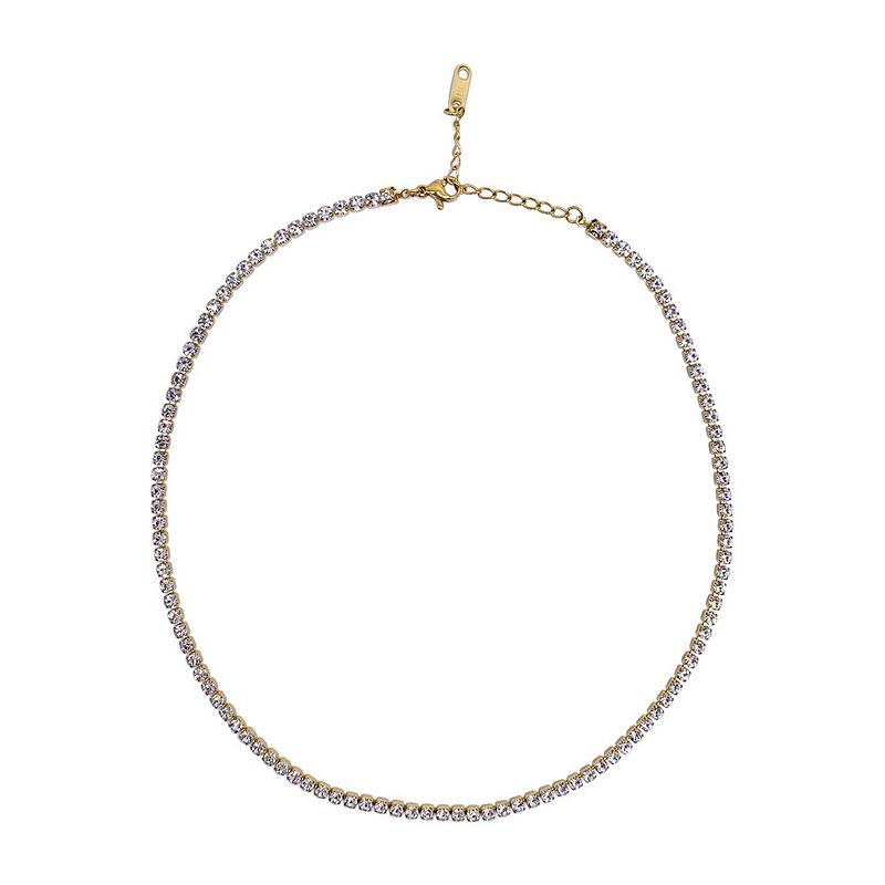 Adornia Stainless Steel Tennis Necklace, Womens, Size: 17, Gold