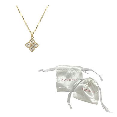 Adornia Brass Reissance Flower & Crystal Mother of Pearl Necklace