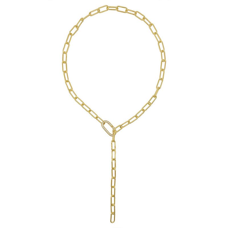 Adornia Brass Paper Clip Chain Lariat Necklace, Womens, Size: 24, Gold