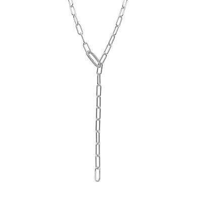 Adornia Brass Paper Clip Chain Lariat Necklace