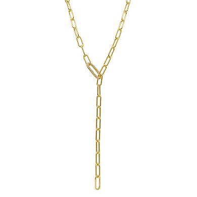 Adornia Brass Paper Clip Chain Lariat Necklace