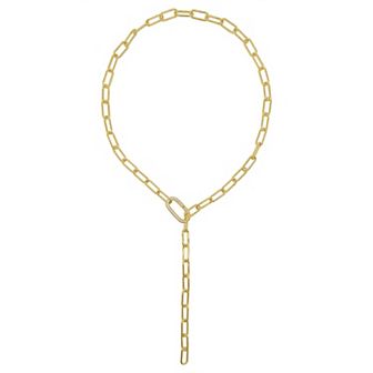 Adornia Brass Paper Clip Chain Lariat Necklace