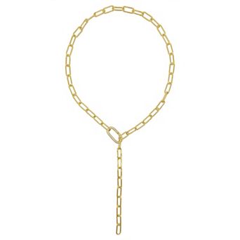 Adornia Brass Paper Clip Chain Lariat Necklace