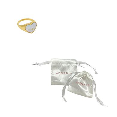 Adornia Heart Stainless Steel Mother of Pearl Signet Ring