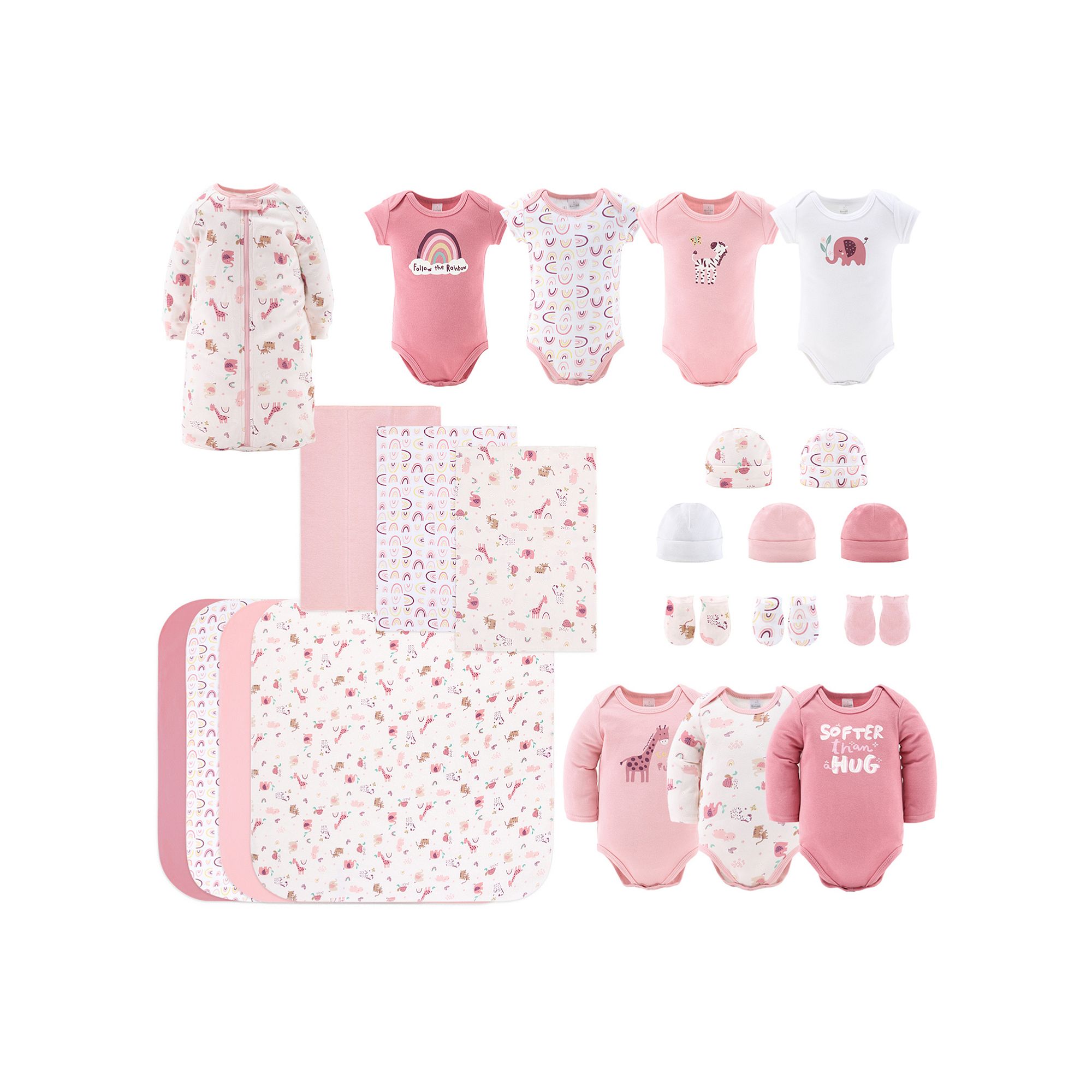 The Peanutshell 23-Piece Baby Gift Set for Size 0-3 Months, Girls, Pink