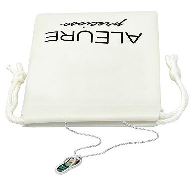 Aleure Precioso Silver Plated Abalone Flip Flop Pendant Necklace