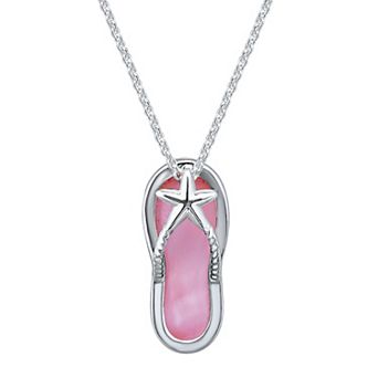 Aleure Precioso Silver Plated Abalone Flip Flop Pendant Necklace