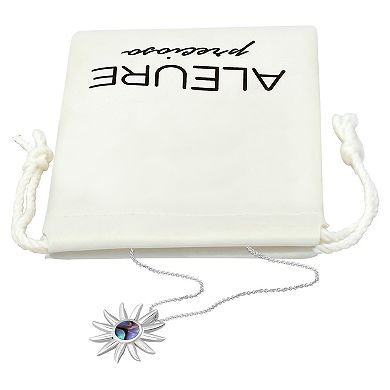Aleure Precioso Silver Plated Abalone Sun Pendant Necklace