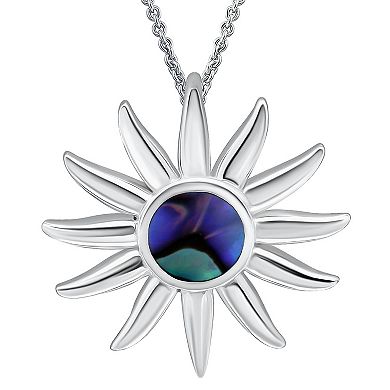 Aleure Precioso Silver Plated Abalone Sun Pendant Necklace