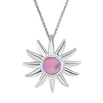 Aleure Precioso Silver Plated Abalone Sun Pendant Necklace