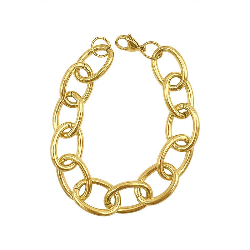 Adornia 14k Gold Plated Oval Link Chain Bracelet, Womens