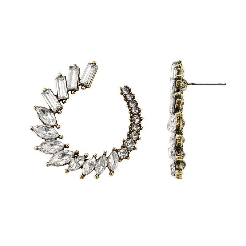 Adornia 14k Gold Plated Crystal Graduated Petal Open Circle Stud Earrings, 