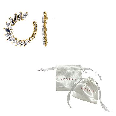 Adornia 14k Gold Plated Crystal Graduated Petal Open Circle Stud Earrings