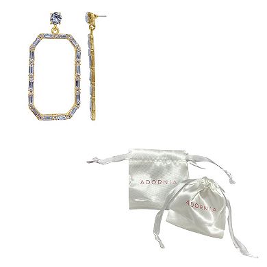 Adornia 14k Gold Plated Crystal Open Rectangle Drop Earrings