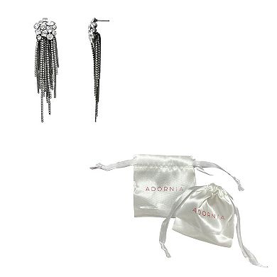 Adornia Silver Tone Crystal Multi-Shape Cluster & Chain Fringe Earrings