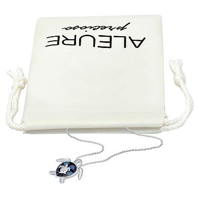 Aleure Precioso Silver Plated Abalone Double Turtle Pendant Necklace