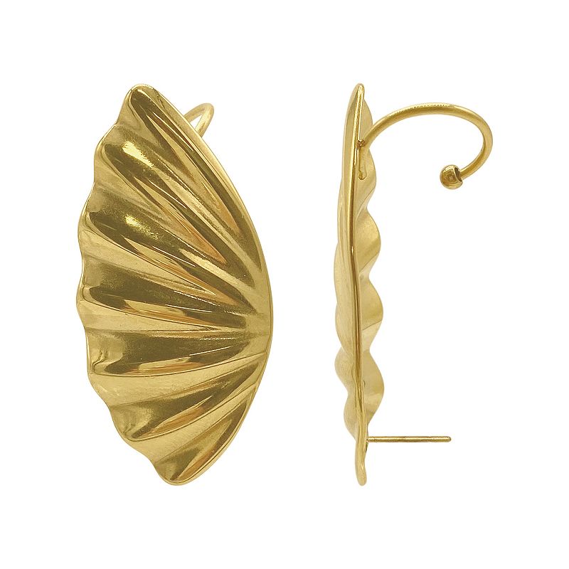 Adornia 14k Gold Plated Scalloped Ear Cuff, Womens