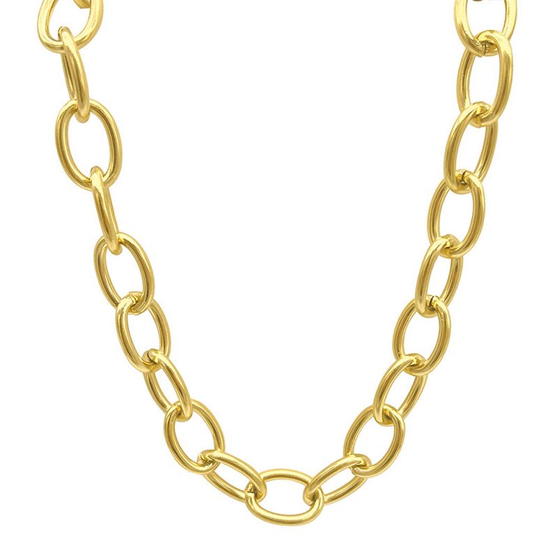 64204235 Adornia 14k Gold Plated Oval Link Chain Necklace,  sku 64204235