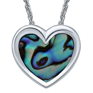 Aleure Precioso Silver Plated Abalone Heart Pendant Necklace