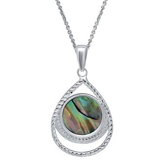 Aleure Precioso Silver Plated Abalone Teardrop Pendant Necklace