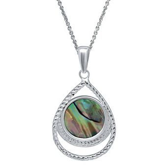 Aleure Precioso Silver Plated Abalone Teardrop Pendant Necklace