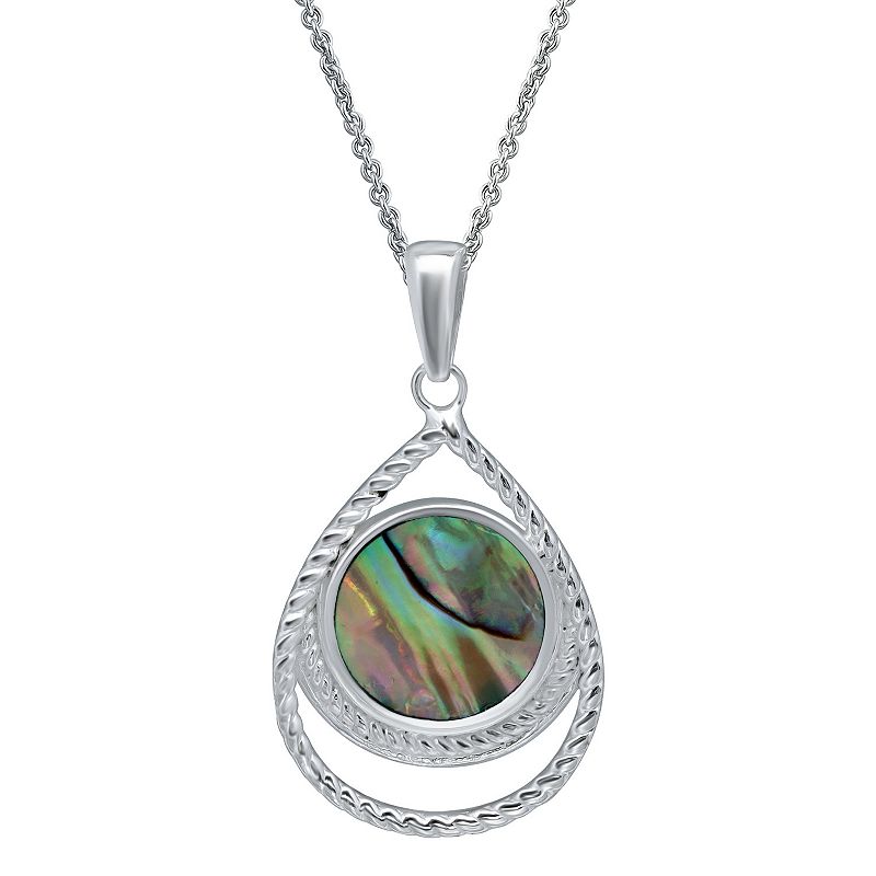 Aleure Precioso Silver Plated Abalone Teardrop Pendant Necklace, Womens, 