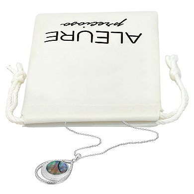 Aleure Precioso Silver Plated Abalone Teardrop Pendant Necklace